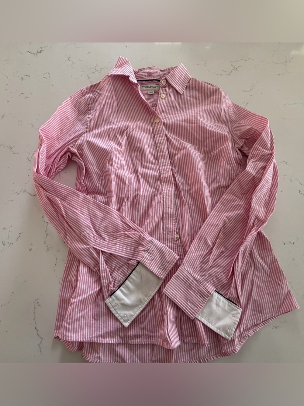 Banana Republic Pink and White Striped Cotton Dress Shirt